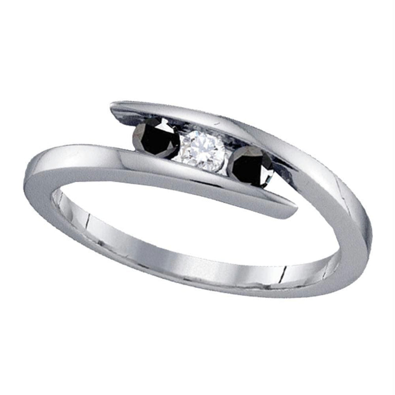 Gold & Diamond Engagement & Anniversary Rings Sterling Silver Women's Round Black Color Enhanced Diamond 3-stone Bridal Wedding Engagement Ring 1/4 Cttw - FREE Shipping (US/CAN) JadeMoghul
