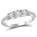 Gold & Diamond Engagement & Anniversary Rings Sterling Silver Women's Round Diamond 3-stone Bridal Wedding Engagement Ring 1/6 Cttw - FREE Shipping (US/CAN) JadeMoghul