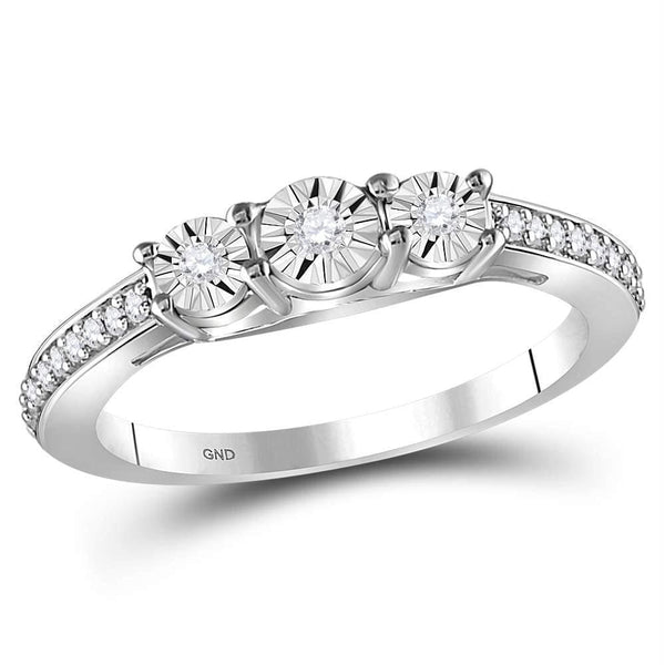 Gold & Diamond Engagement & Anniversary Rings Sterling Silver Women's Round Diamond 3-stone Bridal Wedding Engagement Ring 1/6 Cttw - FREE Shipping (US/CAN) JadeMoghul