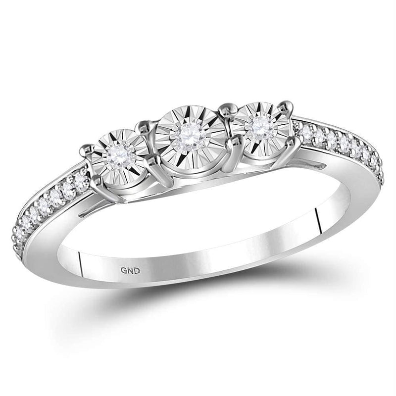 Gold & Diamond Engagement & Anniversary Rings Sterling Silver Women's Round Diamond 3-stone Bridal Wedding Engagement Ring 1/6 Cttw - FREE Shipping (US/CAN) JadeMoghul