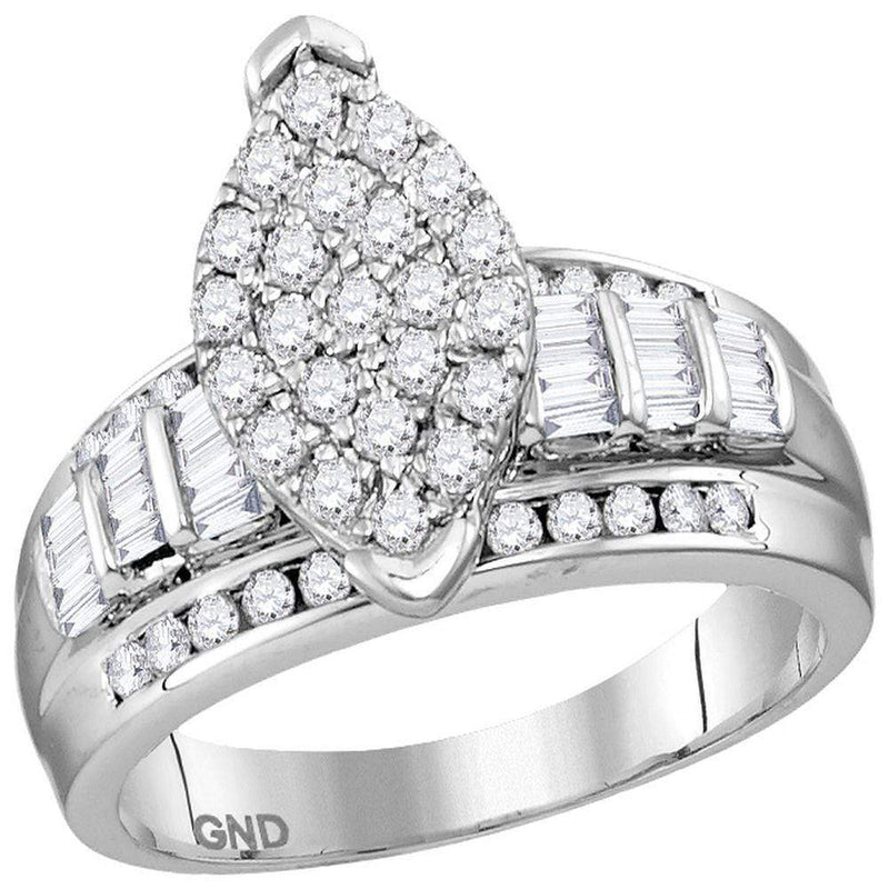 Gold & Diamond Engagement & Anniversary Rings Sterling Silver Women's Round Diamond Oval Cluster Bridal Wedding Engagement Ring 1.00 Cttw - FREE Shipping (US/CAN) JadeMoghul