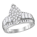 Gold & Diamond Engagement & Anniversary Rings Sterling Silver Women's Round Diamond Oval Cluster Bridal Wedding Engagement Ring 1/2 Cttw - FREE Shipping (US/CAN) JadeMoghul