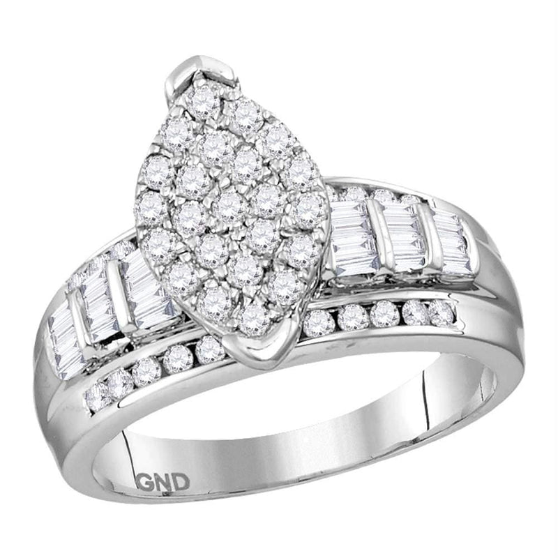 Gold & Diamond Engagement & Anniversary Rings Sterling Silver Women's Round Diamond Oval Cluster Bridal Wedding Engagement Ring 1/2 Cttw - FREE Shipping (US/CAN) JadeMoghul