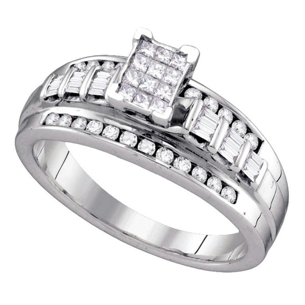 Gold & Diamond Engagement & Anniversary Rings Sterling Silver Womens Princess Diamond Cluster Bridal Wedding Engagement Ring 1/2 Cttw Size 5 JadeMoghul Inc. 