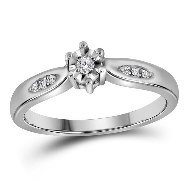 Sterling Silver Womens Round Diamond Solitaire Bridal Wedding Engagement Ring 1/20 Cttw - Size 6
