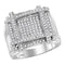 10kt White Gold Men's Round Diamond Square Cluster Ring 7/8 Cttw - FREE Shipping (US/CAN)