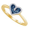 10kt Yellow Gold Women's Round Blue Color Enhanced Diamond Heart Love Ring 1/10 Cttw - FREE Shipping (US/CAN)