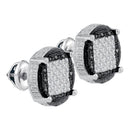 Gold & Diamond Men Earrings Sterling Silver Mens Round Black Color Enhanced Diamond Circle Cluster Earrings  Cttw JadeMoghul Inc. 