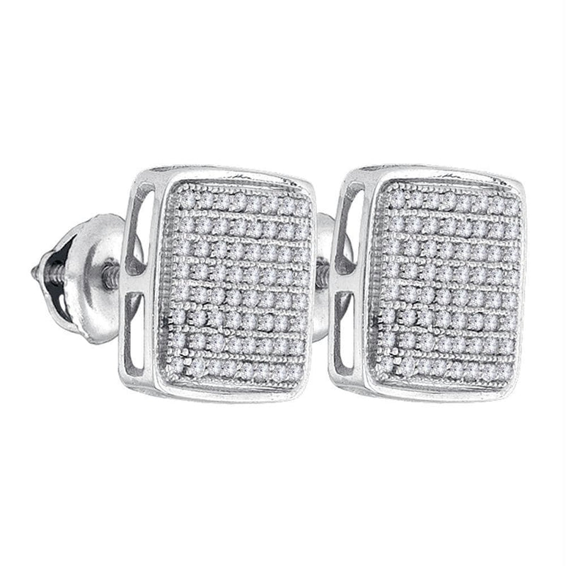 Gold & Diamond Men Earrings Sterling Silver Mens Round Diamond Square Cluster Stud Earrings 3-8 Cttw - FREE Shipping (US/CAN) JadeMoghul