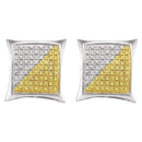 Gold & Diamond Men Earrings Sterling Silver Mens Round Yellow Color Enhanced Diamond Square Kite Earrings 1-4 Cttw JadeMoghul Inc. 