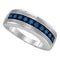 Gold & Diamond Men Rings Sterling Silver Men's Round Blue Color Enhanced Diamond Wedding Anniversary Band 1/2 Cttw - FREE Shipping (US/CAN) JadeMoghul
