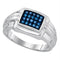 Gold & Diamond Men Rings Sterling Silver Mens Round Blue Color Enhanced Diamond Wedding Band Ring 1/4 Cttw JadeMoghul Inc. 