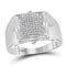 Gold & Diamond Men Rings Sterling Silver Mens Round Diamond Square Cluster Ring 1/6 Cttw JadeMoghul Inc. 