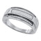 Gold & Diamond Men Rings Sterling Silver Mens Round Pave-set Diamond Elevated Band Ring 1/5 Cttw JadeMoghul Inc. 
