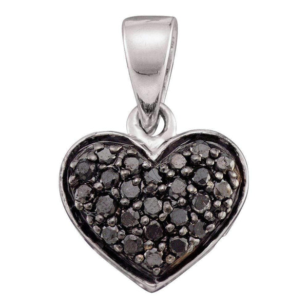 10kt White Gold Women's Round Black Color Enhanced Diamond Heart Love Pendant 1-4 Cttw - FREE Shipping (US/CAN)