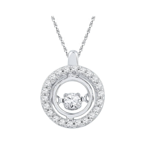 10kt White Gold Women's Round Diamond Circle Moving Twinkle Pendant 1-4 Cttw - FREE Shipping (US/CAN)