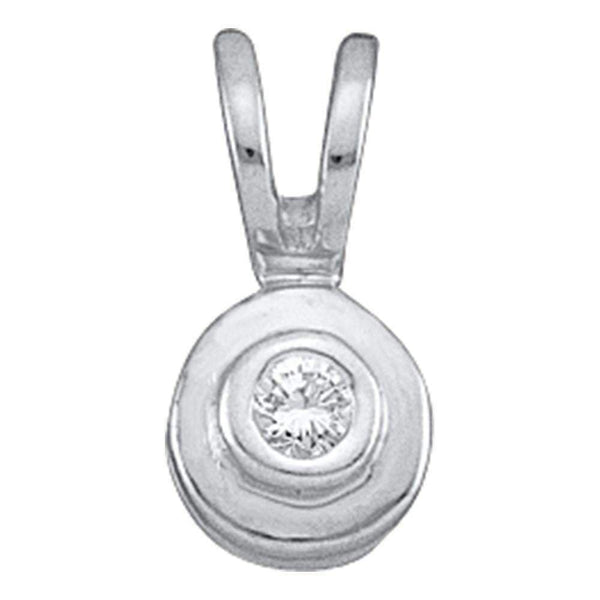 10kt White Gold Women's Round Diamond Solitaire Circle Pendant .03 Cttw - FREE Shipping (US/CAN)