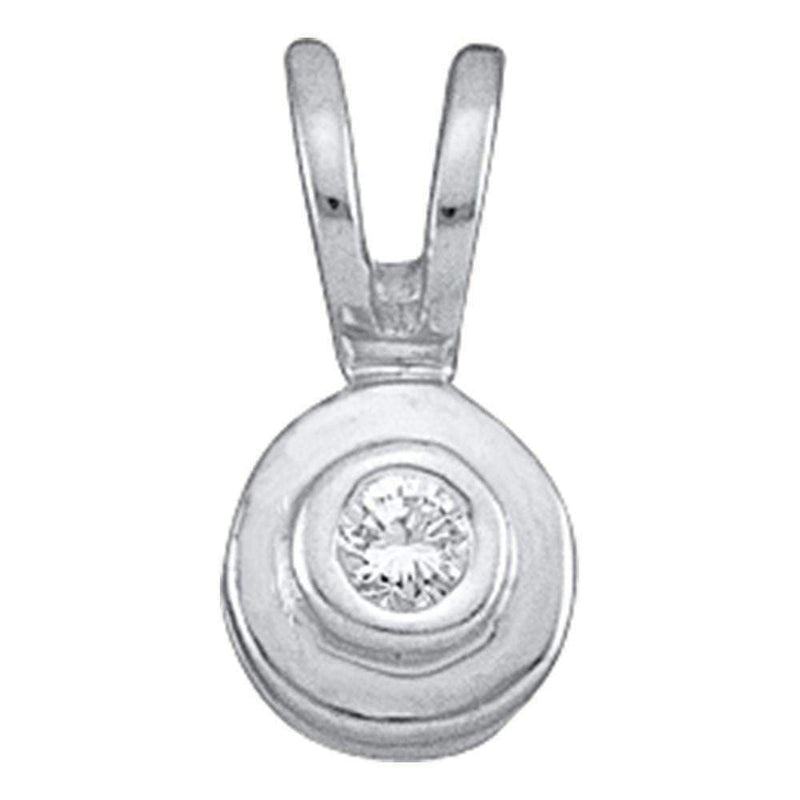 10kt White Gold Women's Round Diamond Solitaire Circle Pendant .03 Cttw - FREE Shipping (US/CAN)