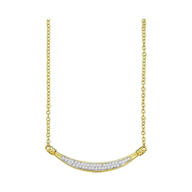 10kt Yellow Gold Women's Round Diamond Curved Bar Pendant Necklace 1-6 Cttw - FREE Shipping (US/CAN)