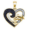 Gold & Diamond Pendants & Necklaces Sterling Silver Black Color Enhanced White Diamond Women's Yellow-tone Heart Double Dolphin Pendant 1-6 Cttw - FREE Shipping (US/CAN) JadeMoghul