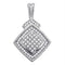 Gold & Diamond Pendants & Necklaces Sterling Silver Round Diamond Square-shape Women's Unique Pendant 1-5 Cttw - FREE Shipping (US/CAN) JadeMoghul