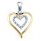 Gold & Diamond Pendants & Necklaces Sterling Silver Two-tone Women's Round Diamond Double Heart Pendant 1-20 Cttw - FREE Shipping (US/CAN) JadeMoghul