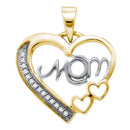 Gold & Diamond Pendants & Necklaces Sterling Silver White Diamond Mom Mothers Women's Heart Love Yellow-tone Pendant 1-20 Cttw - FREE Shipping (US/CAN) JadeMoghul