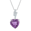 Gold & Diamond Pendants & Necklaces Sterling Silver Women's Heart Lab-Created Amethyst Solitaire Diamond-accent Pendant 4-1-10 Cttw - FREE Shipping (US/CAN) JadeMoghul