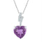 Gold & Diamond Pendants & Necklaces Sterling Silver Women's Heart Lab-Created Amethyst Solitaire Diamond-accent Pendant 4-1-10 Cttw - FREE Shipping (US/CAN) JadeMoghul