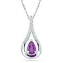 Gold & Diamond Pendants & Necklaces Sterling Silver Women's Pear Lab-Created Amethyst Solitaire Diamond Teardrop Pendant 1-2 Cttw - FREE Shipping (US/CAN) JadeMoghul