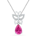 Gold & Diamond Pendants & Necklaces Sterling Silver Women's Pear Lab-Created Pink Sapphire Butterfly Bug Pendant 2-7-8 Cttw - FREE Shipping (US/CAN) JadeMoghul