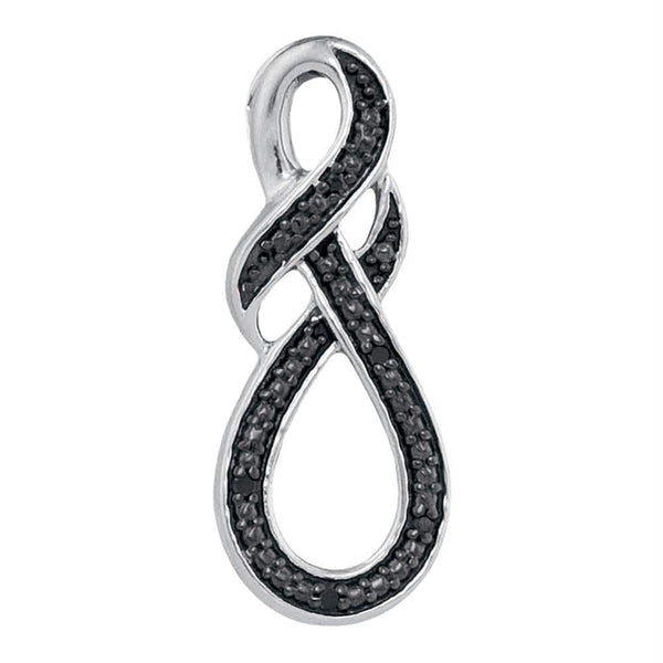 Gold & Diamond Pendants & Necklaces Sterling Silver Women's Round Black Color Enhanced Diamond Infinity Pendant .03 Cttw - FREE Shipping (US/CAN) JadeMoghul