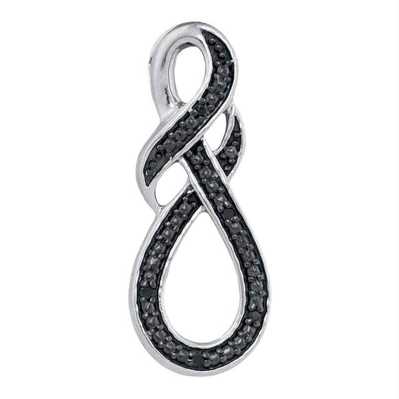 Gold & Diamond Pendants & Necklaces Sterling Silver Women's Round Black Color Enhanced Diamond Infinity Pendant .03 Cttw - FREE Shipping (US/CAN) JadeMoghul