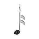 Gold & Diamond Pendants & Necklaces Sterling Silver Women's Round Black Color Enhanced Diamond Music 16th Note Pendant 1-20 Cttw - FREE Shipping (US/CAN) JadeMoghul
