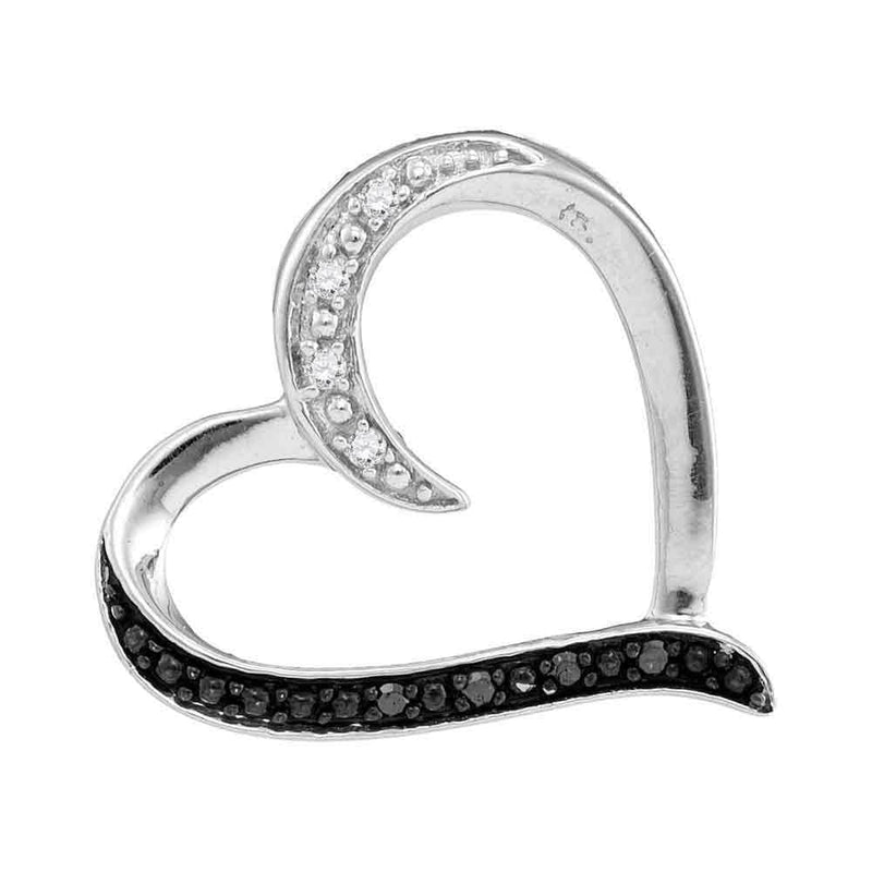 Gold & Diamond Pendants & Necklaces Sterling Silver Women's Round Black Color Enhanced Diamond Simple Heart Pendant 1-20 Cttw - FREE Shipping (US/CAN) JadeMoghul