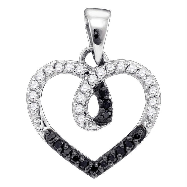 Gold & Diamond Pendants & Necklaces Sterling Silver Women's Round Black Color Enhanced Diamond Small Heart Pendant 1-4 Cttw - FREE Shipping (US/CAN) JadeMoghul