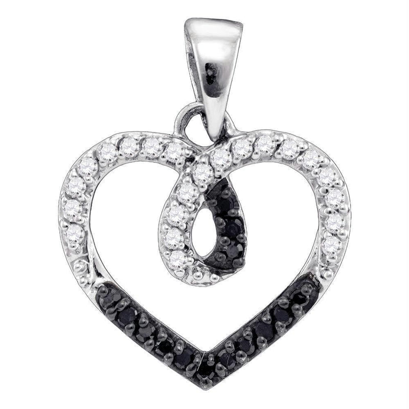Gold & Diamond Pendants & Necklaces Sterling Silver Women's Round Black Color Enhanced Diamond Small Heart Pendant 1-4 Cttw - FREE Shipping (US/CAN) JadeMoghul