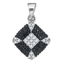 Gold & Diamond Pendants & Necklaces Sterling Silver Women's Round Black Color Enhanced Diamond Square Cluster Pendant 1-4 Cttw - FREE Shipping (US/CAN) JadeMoghul