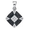 Gold & Diamond Pendants & Necklaces Sterling Silver Women's Round Black Color Enhanced Diamond Square Cluster Pendant 1-4 Cttw - FREE Shipping (US/CAN) JadeMoghul