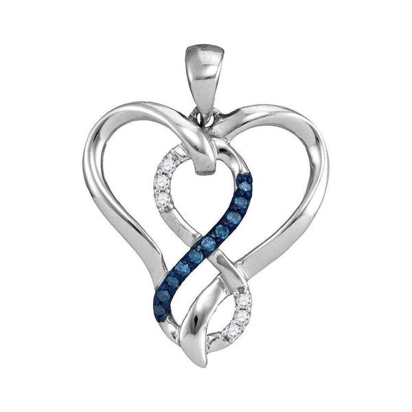 Gold & Diamond Pendants & Necklaces Sterling Silver Women's Round Blue Color Enhanced Diamond Heart Infinity Pendant 1-10 Cttw - FREE Shipping (US/CAN) JadeMoghul