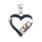 Gold & Diamond Pendants & Necklaces Sterling Silver Women's Round Blue Color Enhanced Diamond Heart Mom Pendant 1-10 Cttw - FREE Shipping (US/CAN) JadeMoghul