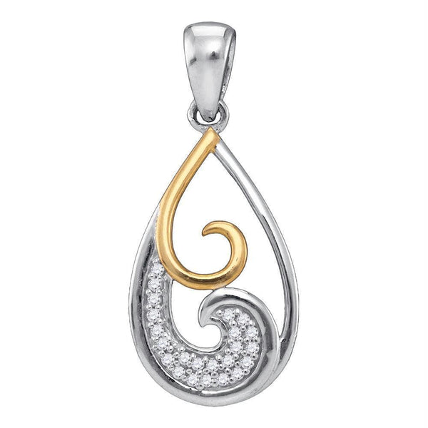 Gold & Diamond Pendants & Necklaces Sterling Silver Women's Round Diamond 2-stone Teardrop Pendant 1-20 Cttw - FREE Shipping (US/CAN) JadeMoghul