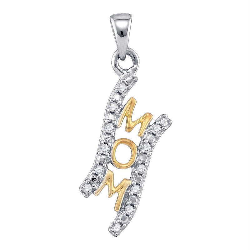 Gold & Diamond Pendants & Necklaces Sterling Silver Women's Round Diamond 2-tone Mom Mother Pendant 1-10 Cttw - FREE Shipping (US/CAN) JadeMoghul