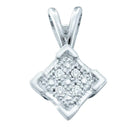 Gold & Diamond Pendants & Necklaces Sterling Silver Women's Round Diamond Diagonal Square Cluster Pendant .01 Cttw - FREE Shipping (US/CAN) JadeMoghul