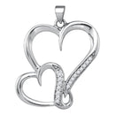 Gold & Diamond Pendants & Necklaces Sterling Silver Women's Round Diamond Double Heart Love Pendant 1-10 Cttw - FREE Shipping (US/CAN) JadeMoghul