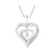 Gold & Diamond Pendants & Necklaces Sterling Silver Women's Round Diamond Double Nested Heart Love Pendant 1-10 Cttw - FREE Shipping (US/CAN) JadeMoghul