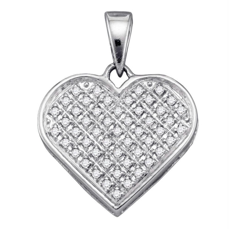 Gold & Diamond Pendants & Necklaces Sterling Silver Women's Round Diamond Heart Cluster Pendant 1-6 Cttw - FREE Shipping (US/CAN) JadeMoghul