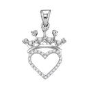 Gold & Diamond Pendants & Necklaces Sterling Silver Women's Round Diamond Heart Love Crown Pendant 1-10 Cttw - FREE Shipping (US/CAN) JadeMoghul