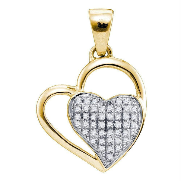 Gold & Diamond Pendants & Necklaces Sterling Silver Women's Round Diamond Heart Love Pendant 1-10 Cttw - FREE Shipping (US/CAN) JadeMoghul