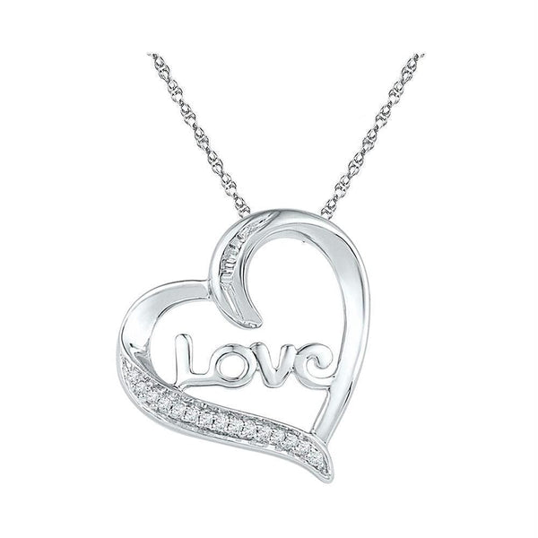 Gold & Diamond Pendants & Necklaces Sterling Silver Women's Round Diamond Heart Love Pendant 1-12 Cttw - FREE Shipping (US/CAN) JadeMoghul